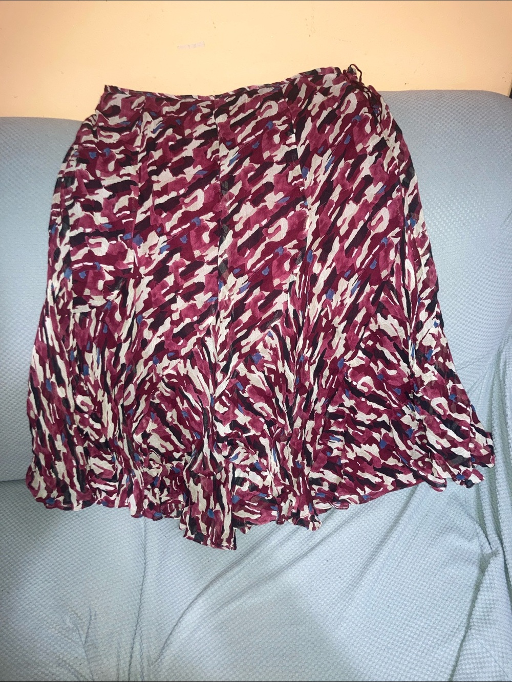 Jones New York Burgundy & Cream Printed Circle Skirt